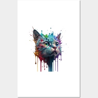 Cat Splash Art: Playful Fantasy Portrait #4 Posters and Art